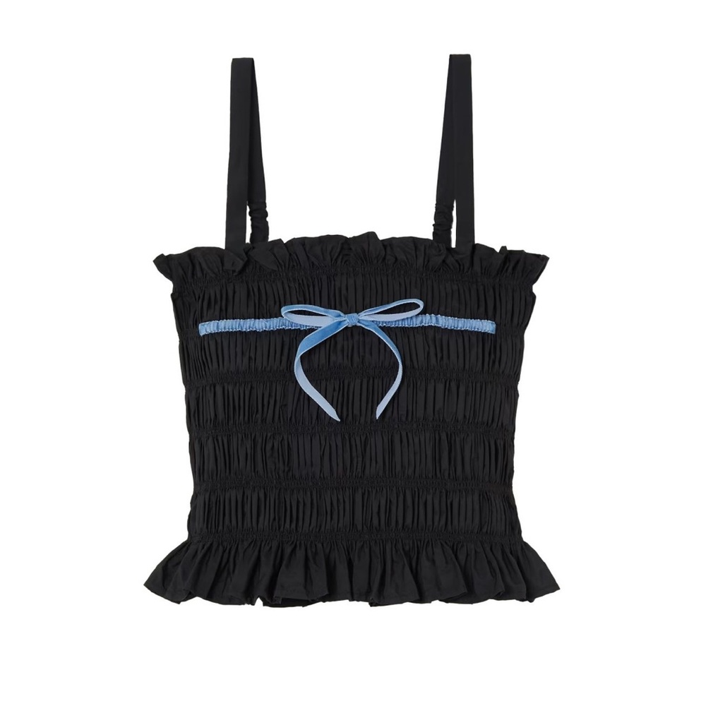 Molly Goddard Kirsty cropped ruched bow-embellished taffeta top US 6